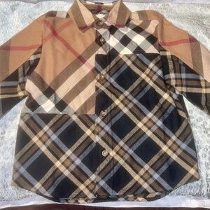Unisex flannel burberry long sleeve shirt